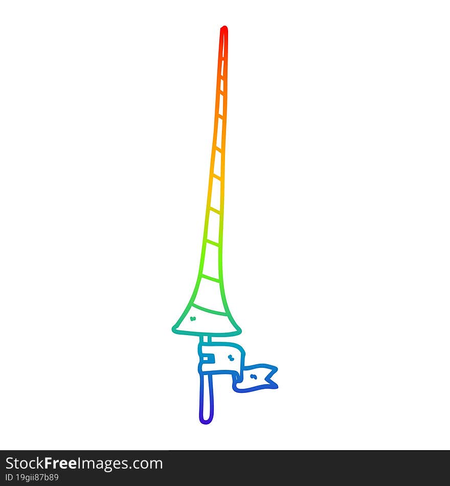 rainbow gradient line drawing cartoon medieval lance