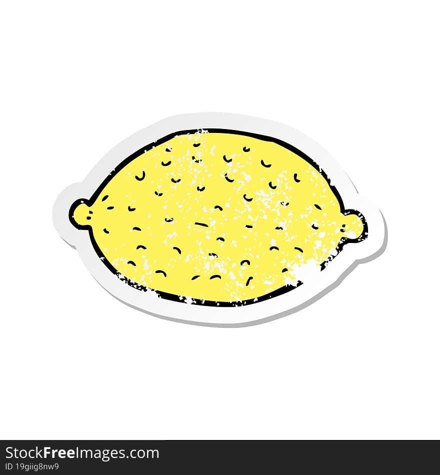 Retro Distressed Sticker Of A Cartoon Lemon