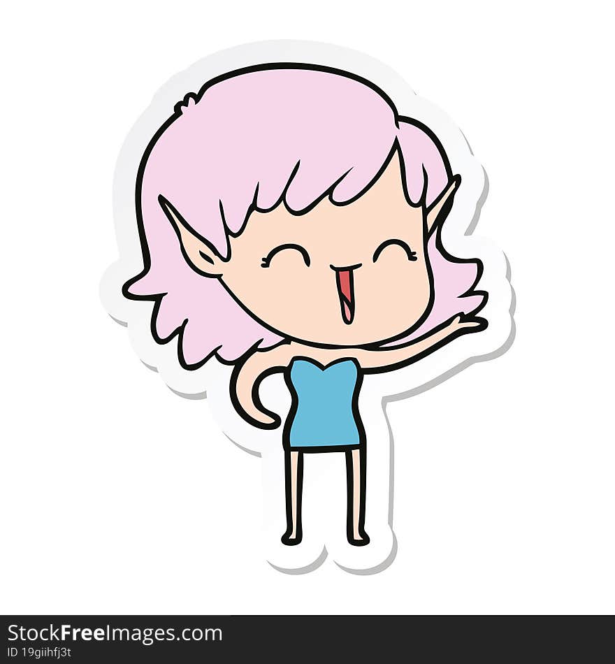 sticker of a cartoon elf girl