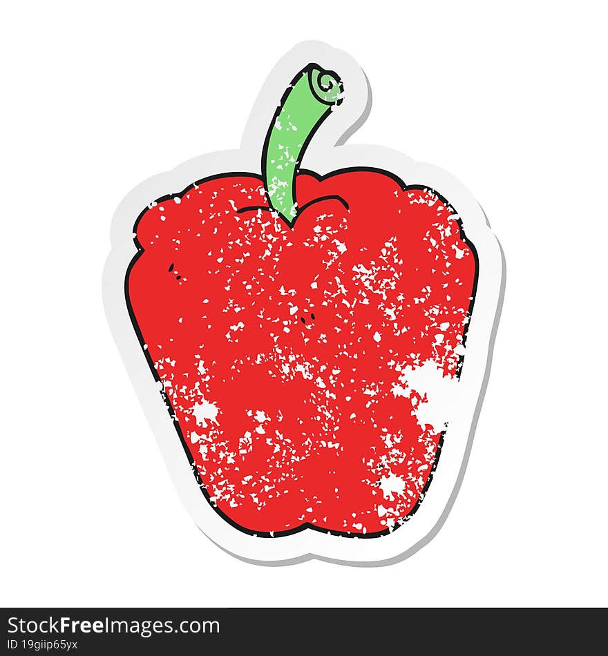 retro distressed sticker of a cartoon pepper