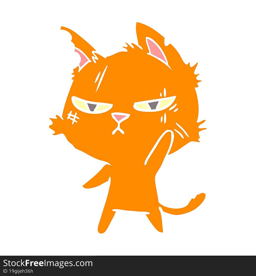 Tough Flat Color Style Cartoon Cat