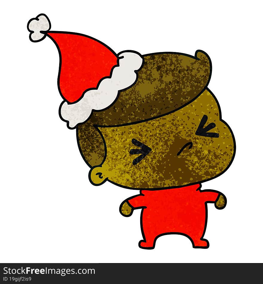 Christmas Textured Cartoon Of Kawaii Boy