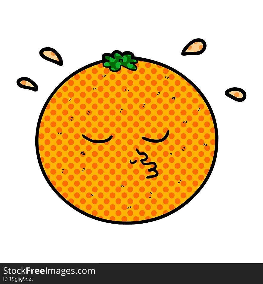 cartoon orange with face. cartoon orange with face