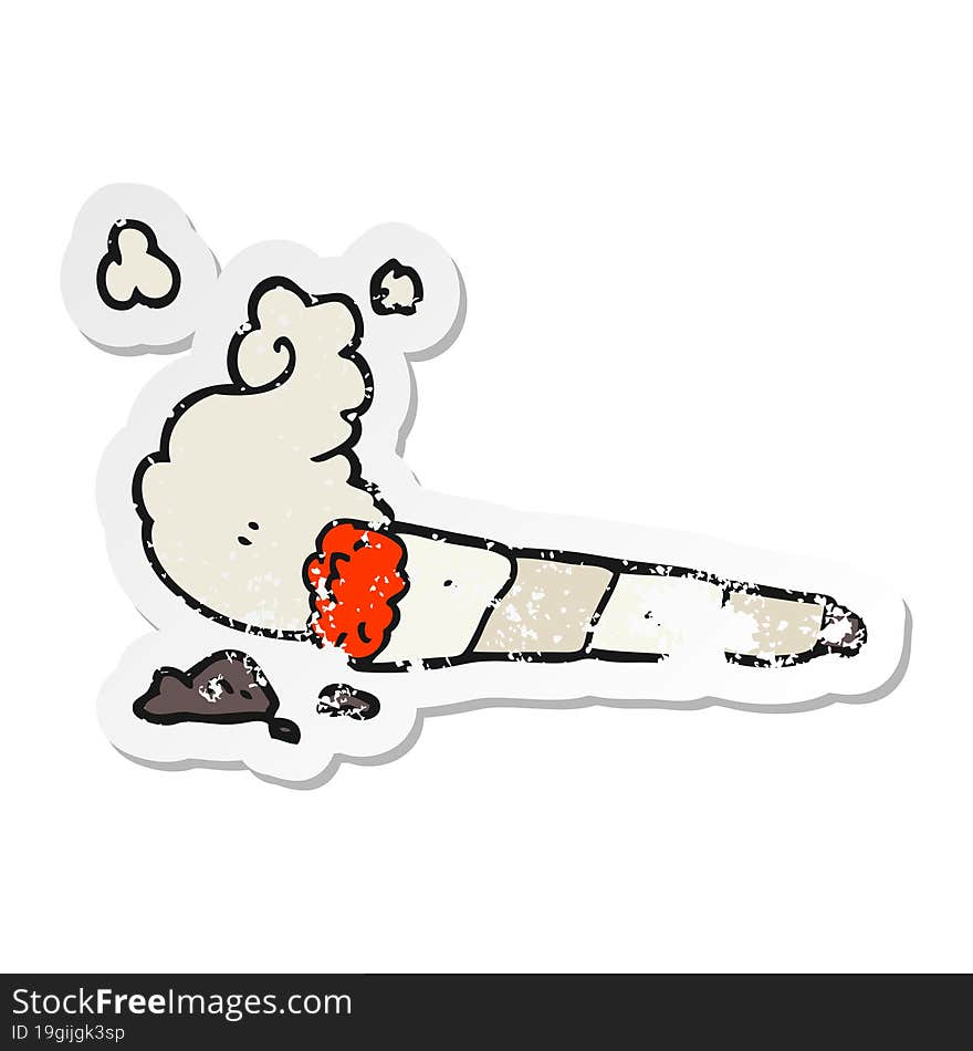 Distressed Sticker Of A Cartoon Cigarette