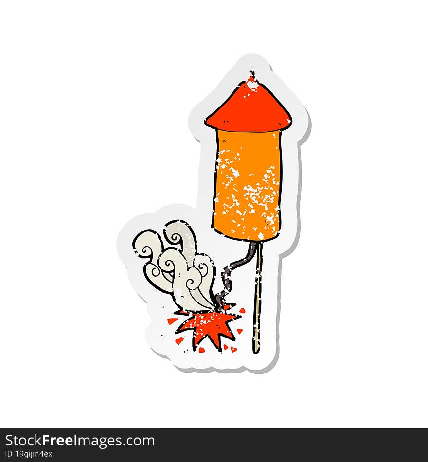 Retro Distressed Sticker Of A Cartoon Firework