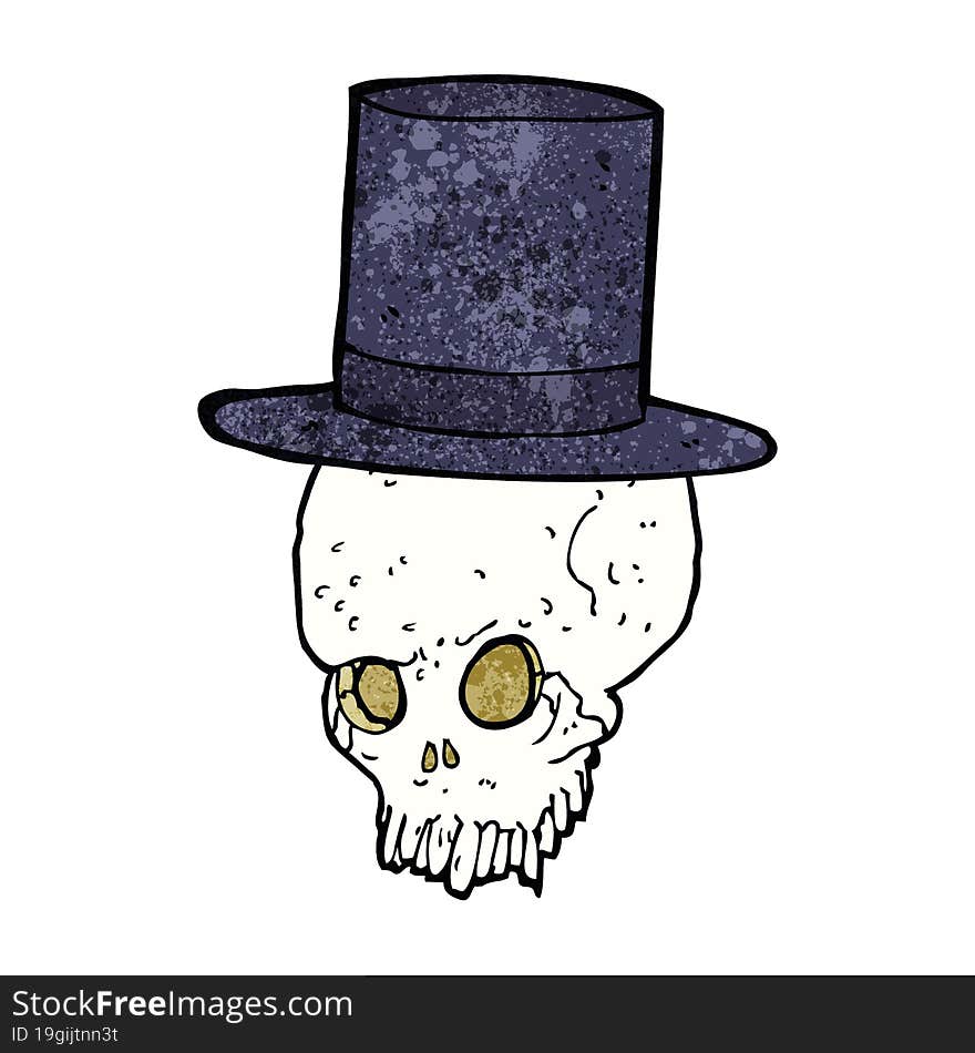 cartoon skull in top hat