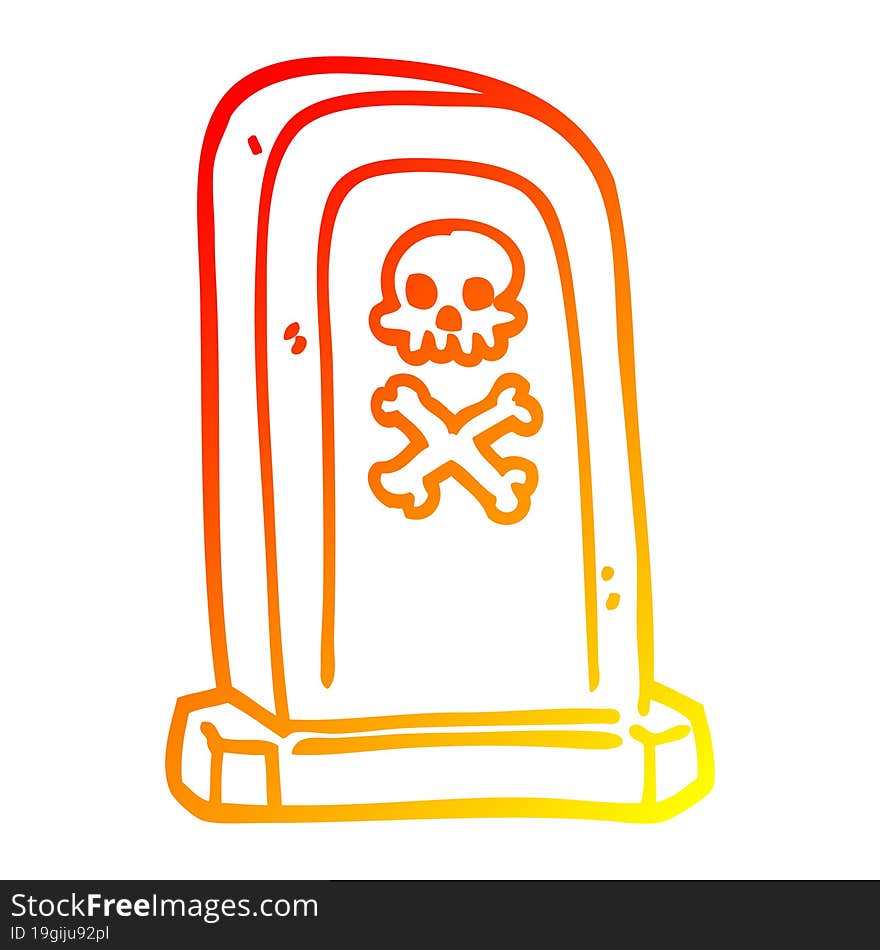 warm gradient line drawing cartoon grave stone