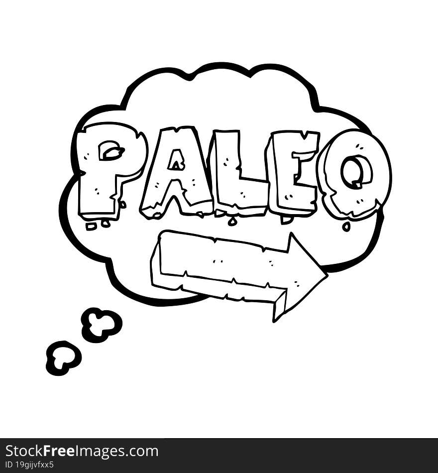 freehand drawn thought bubble cartoon paleo diet pointing arrow