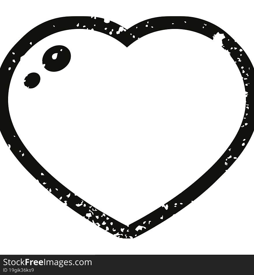 Distressed effect heart symbol graphic icon