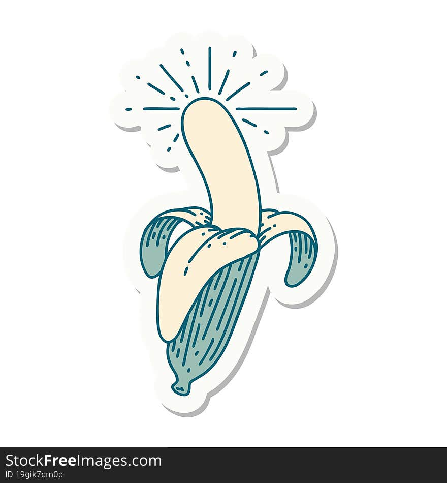 Sticker Of Tattoo Style Peeled Banana