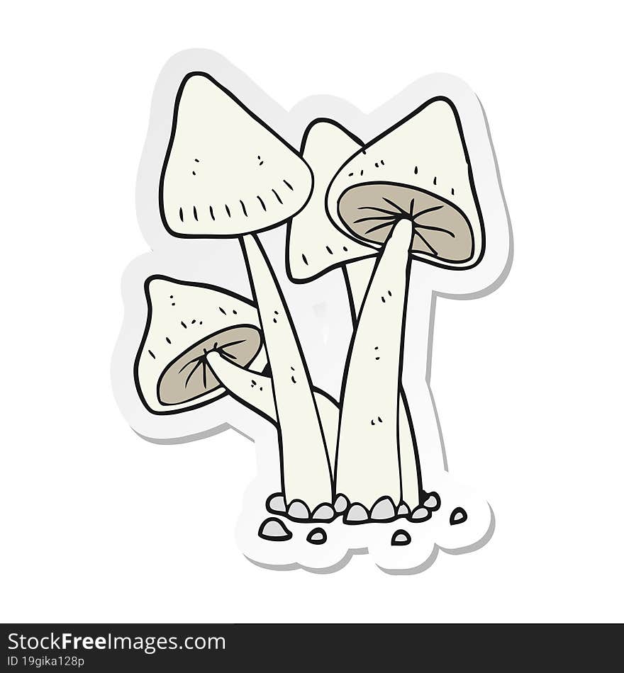 Sticker Of A Cartoon Mushrooms