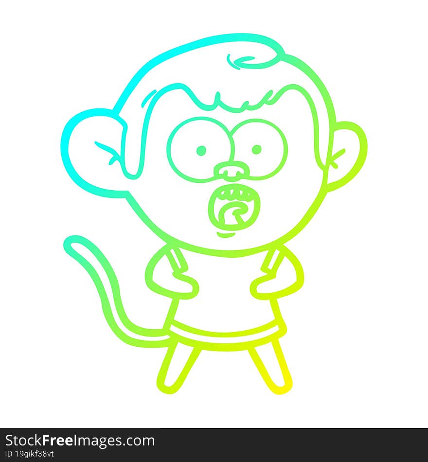 cold gradient line drawing cartoon shocked monkey