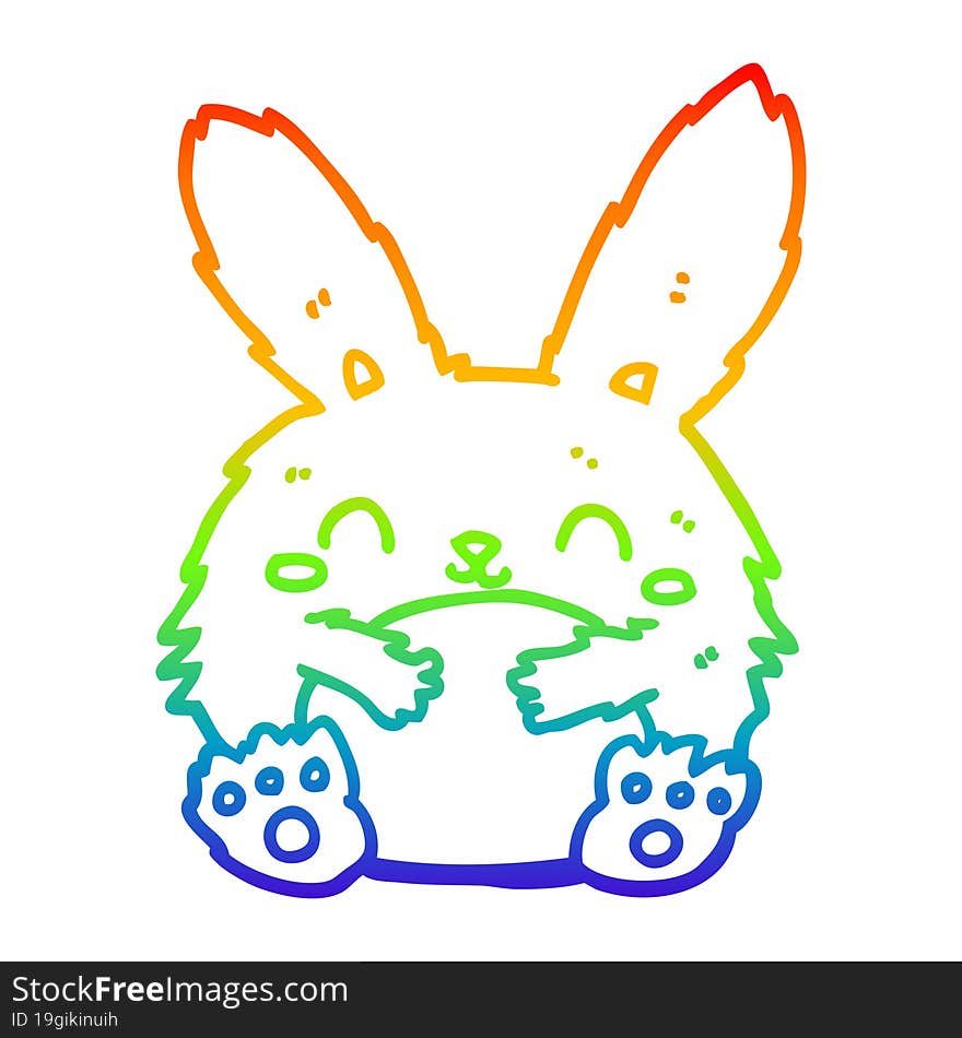 Rainbow Gradient Line Drawing Cute Cartoon Rabbit