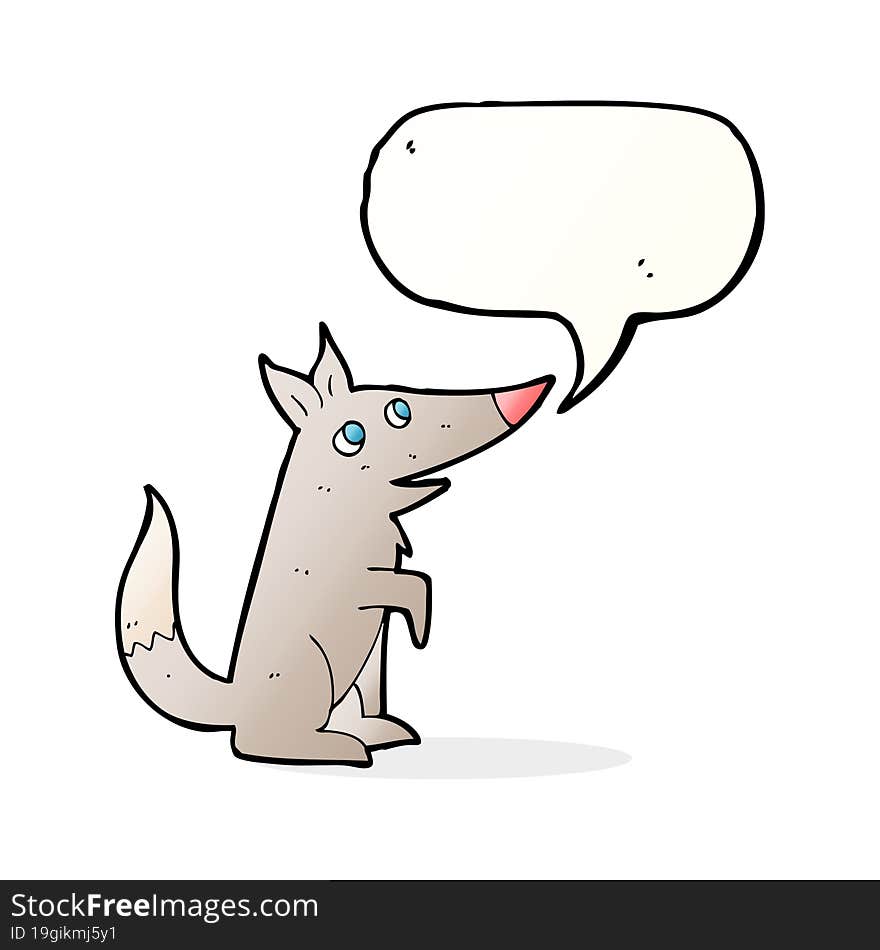 cartoon wolf cub with speech bubble