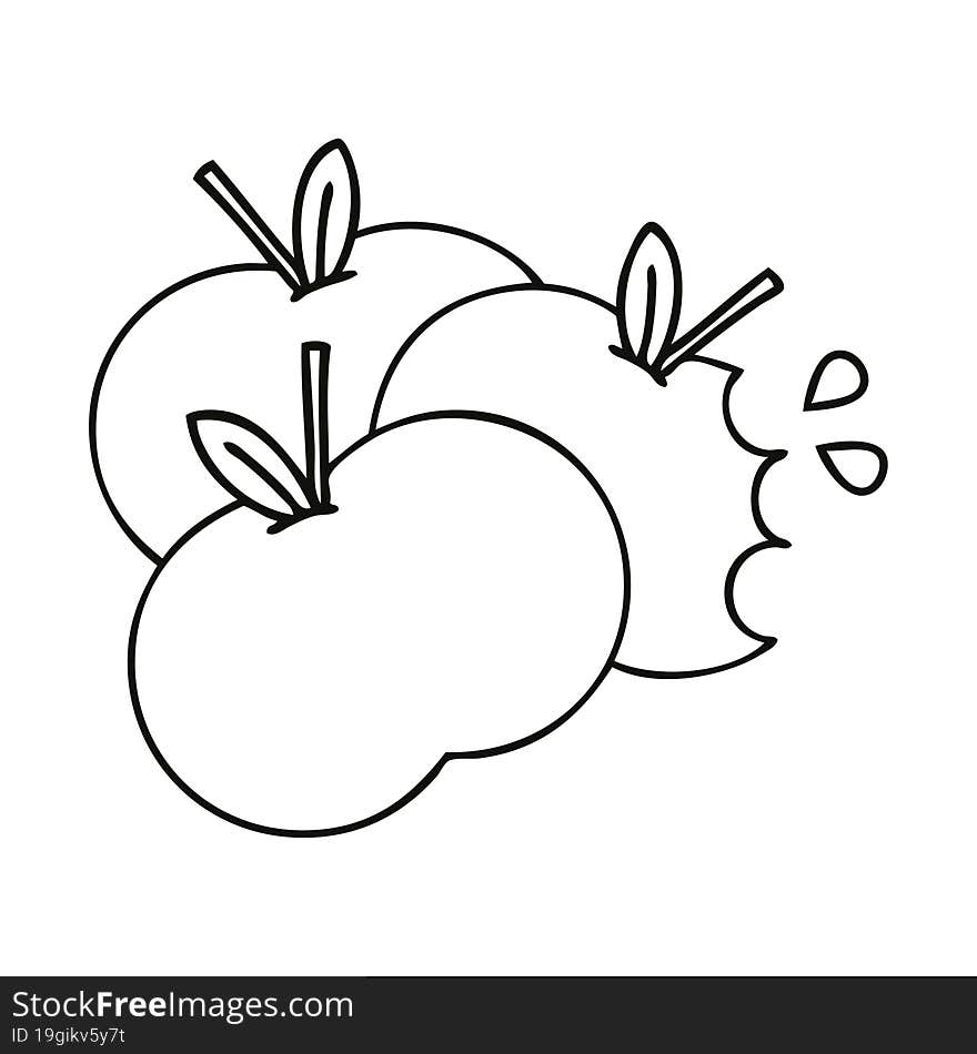 line drawing cartoon of a apples. line drawing cartoon of a apples