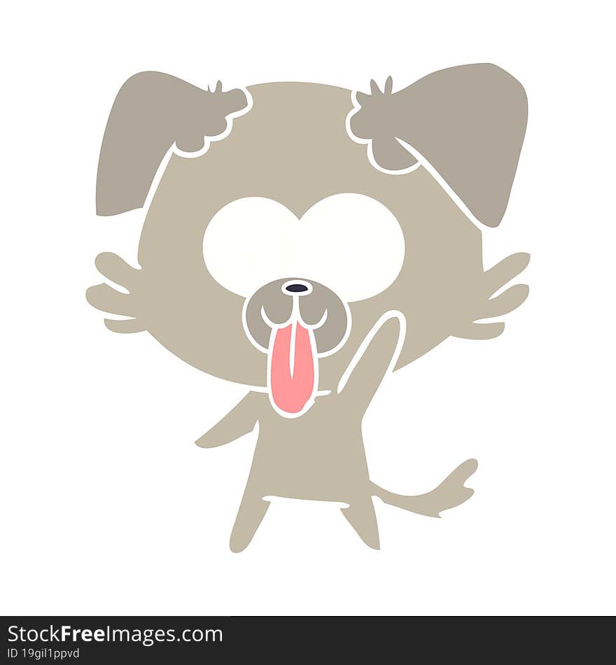 flat color style cartoon dog with tongue sticking out