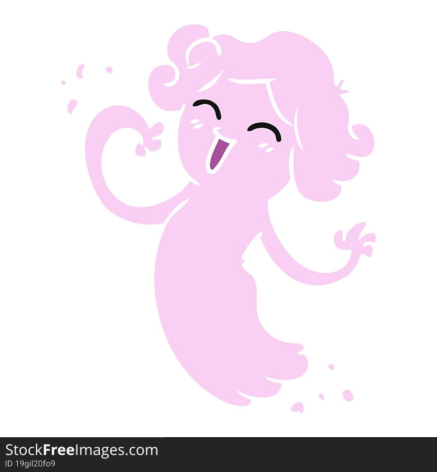 hand drawn cartoon doodle of a happy pink ghost