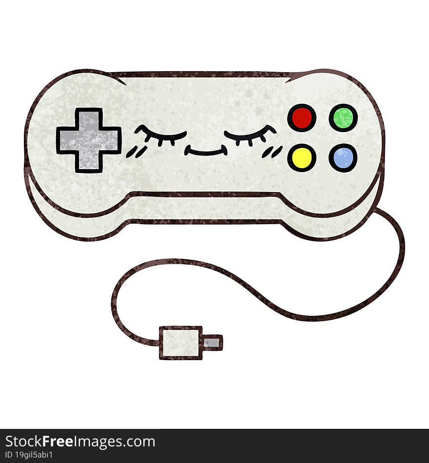 retro grunge texture cartoon of a game controller