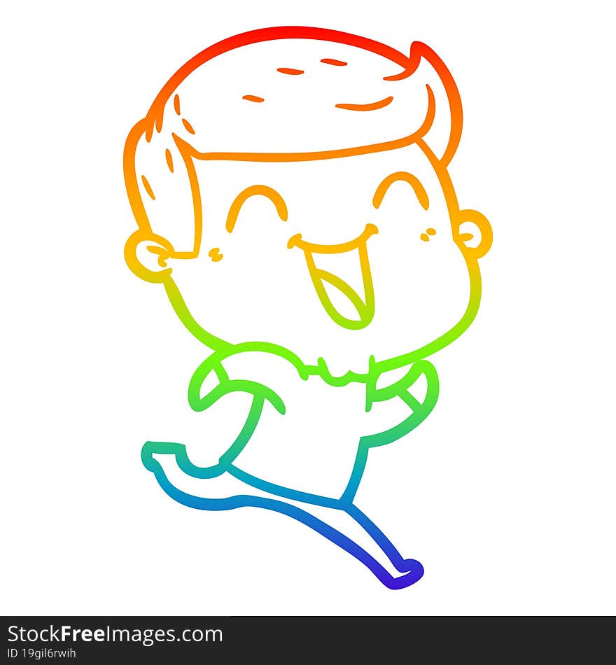 Rainbow Gradient Line Drawing Cartoon Man Laughing