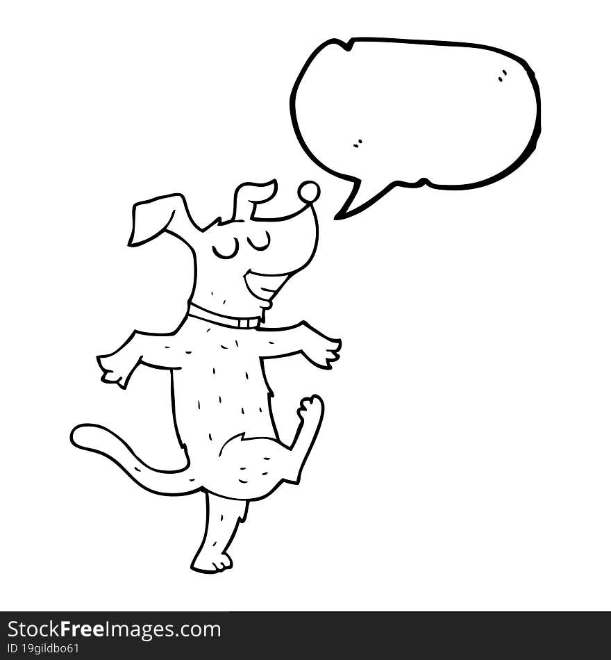 freehand drawn speech bubble cartoon dancing dog