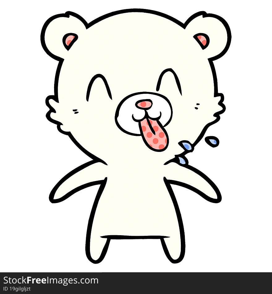 rude cartoon polar bear sticking out tongue. rude cartoon polar bear sticking out tongue