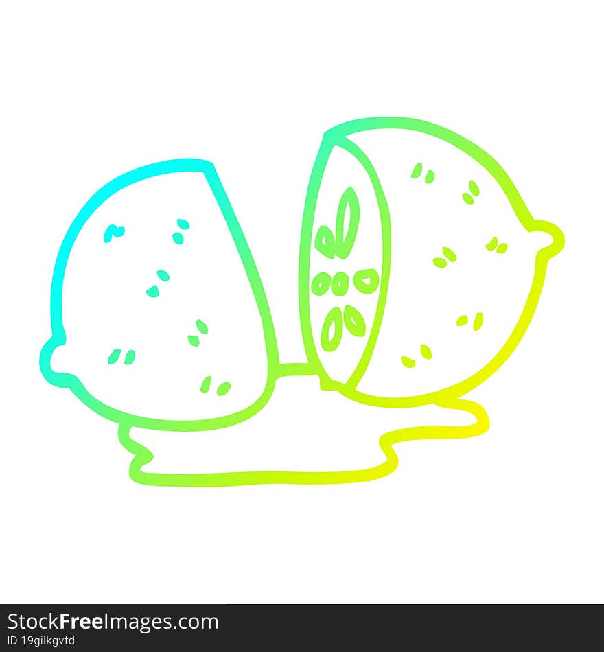 cold gradient line drawing cartoon citrus fruit