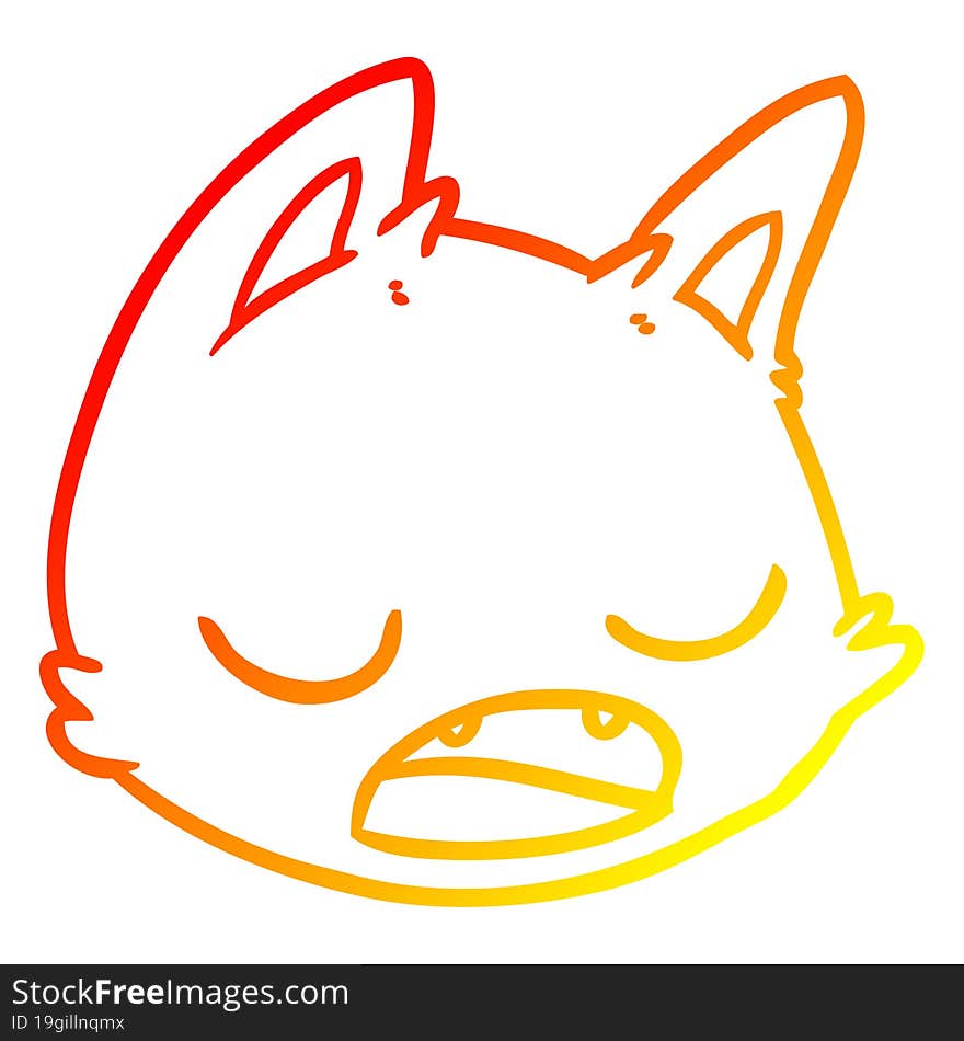 warm gradient line drawing of a cartoon cat face