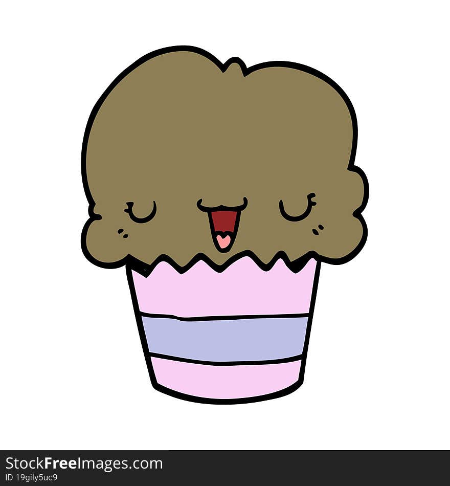 cartoon cupcake with face