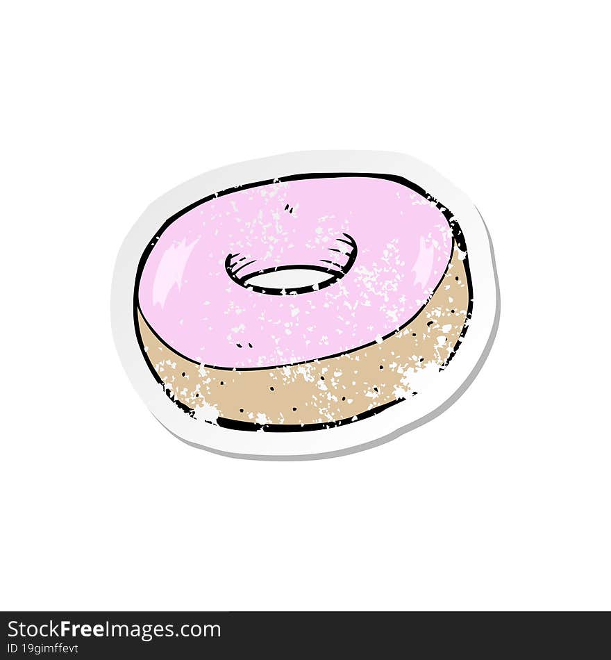 retro distressed sticker of a cartoon donut