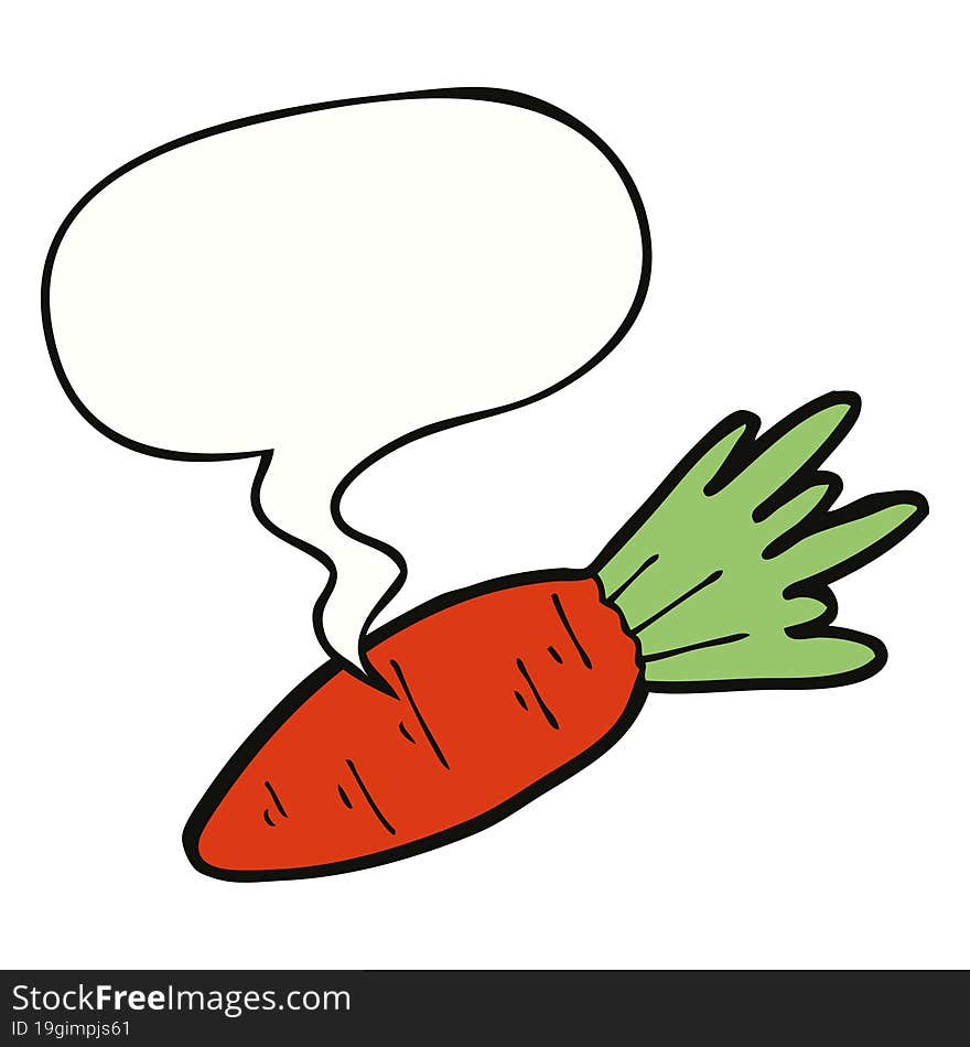 cartoon carrot with speech bubble. cartoon carrot with speech bubble