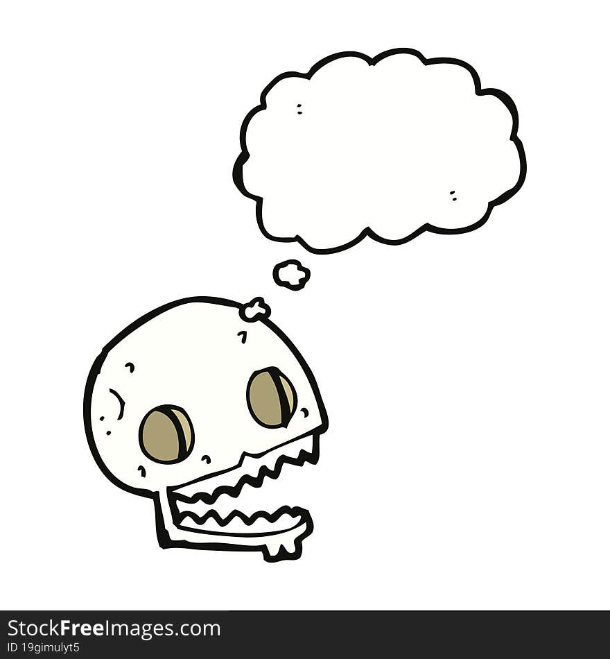 Cartoon Spooky Skull With Thought Bubble