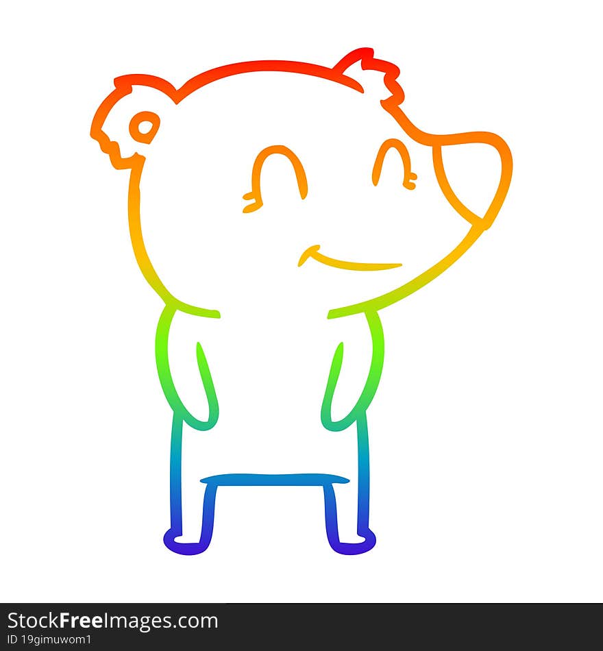 rainbow gradient line drawing friendly bear cartoon