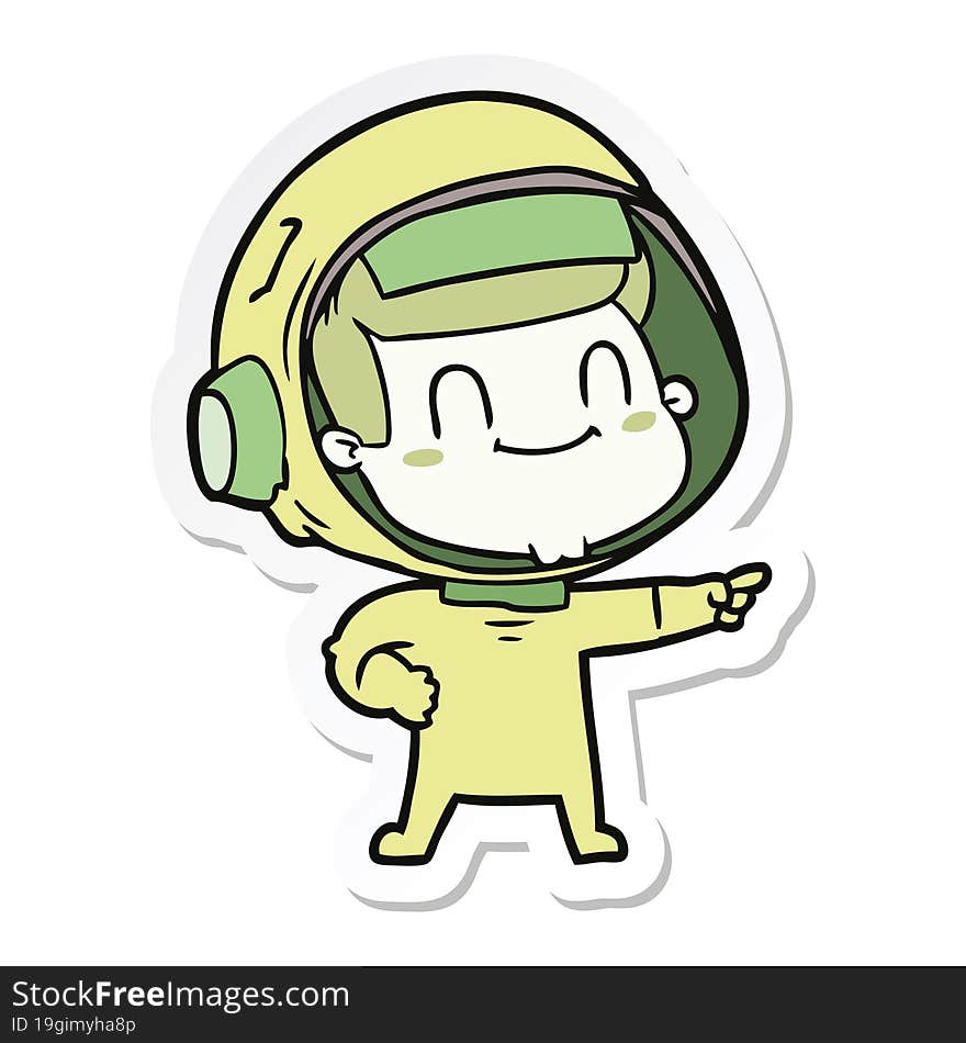 sticker of a happy cartoon astronaut man