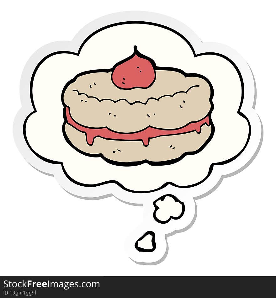 cartoon biscuit and thought bubble as a printed sticker