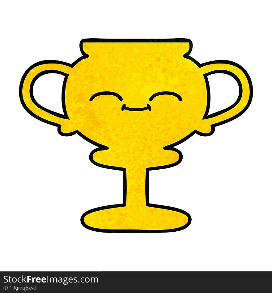 retro grunge texture cartoon trophy