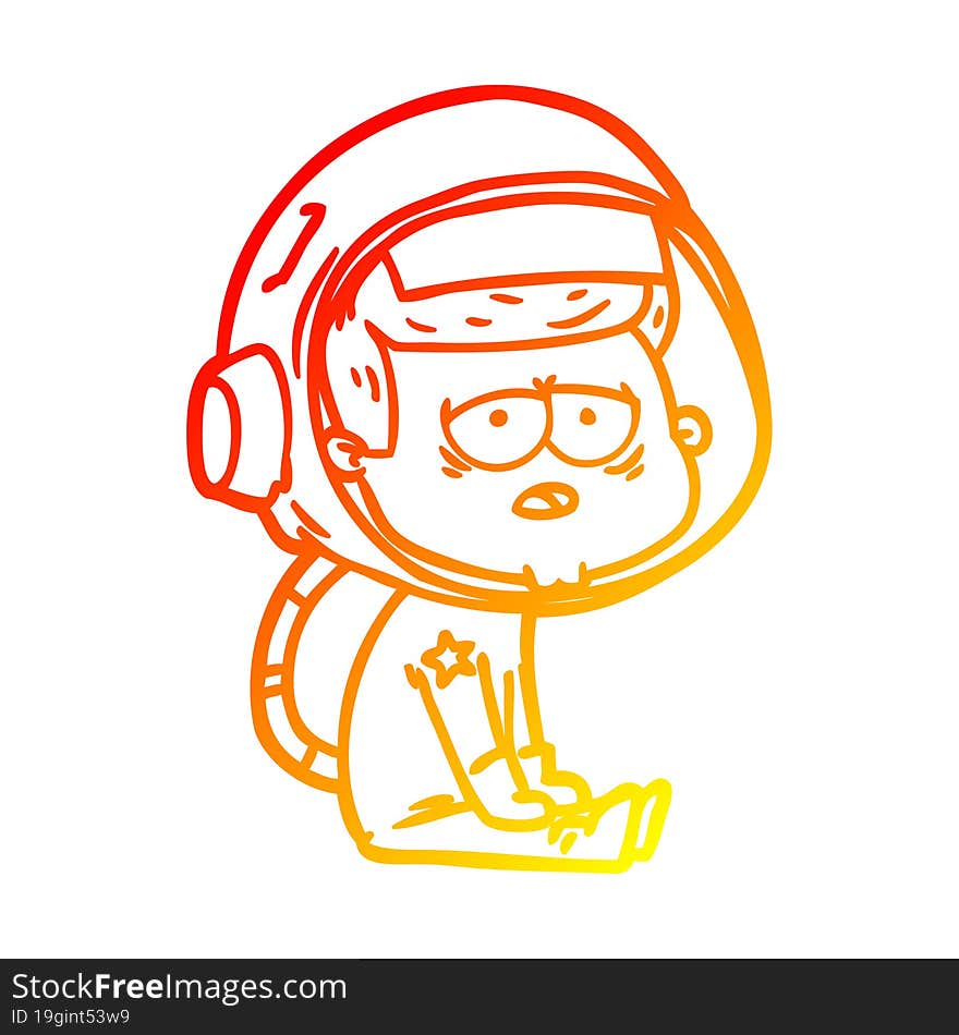 warm gradient line drawing cartoon tired astronaut