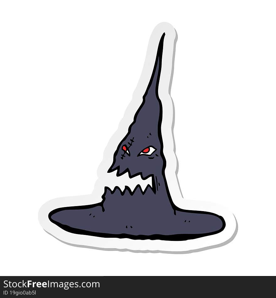 sticker of a cartoon spooky witches hat