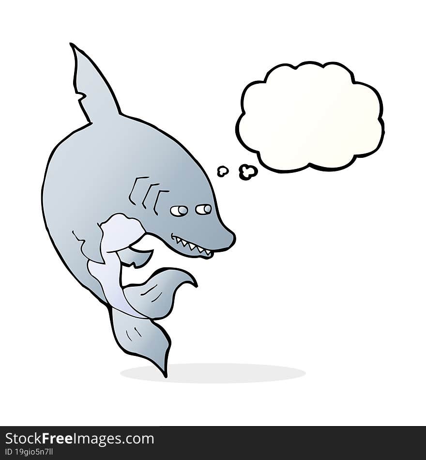 funny cartoon shark with thought bubble