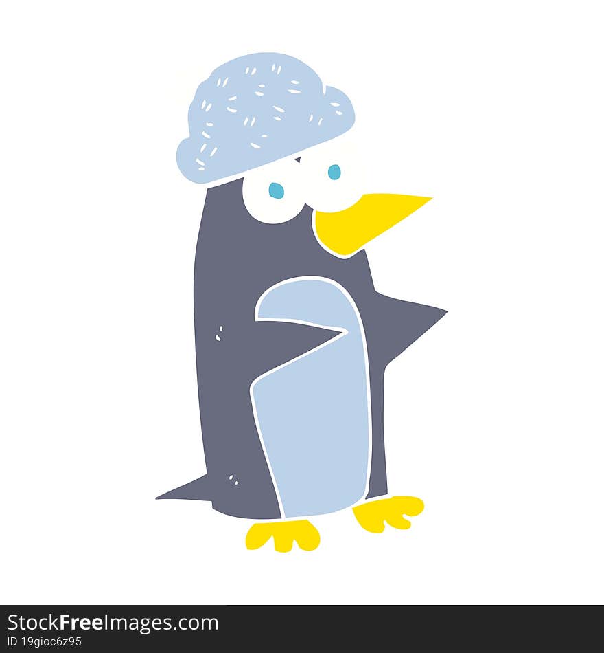 Flat Color Illustration Of A Cartoon Penguin