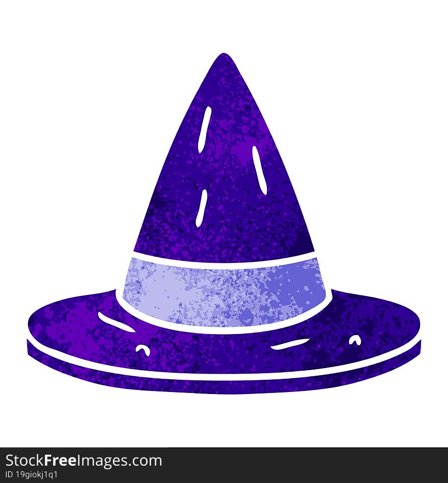 hand drawn retro cartoon doodle of a witches hat