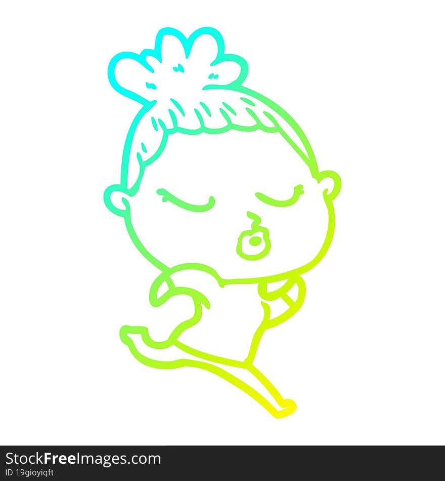 cold gradient line drawing cartoon calm woman