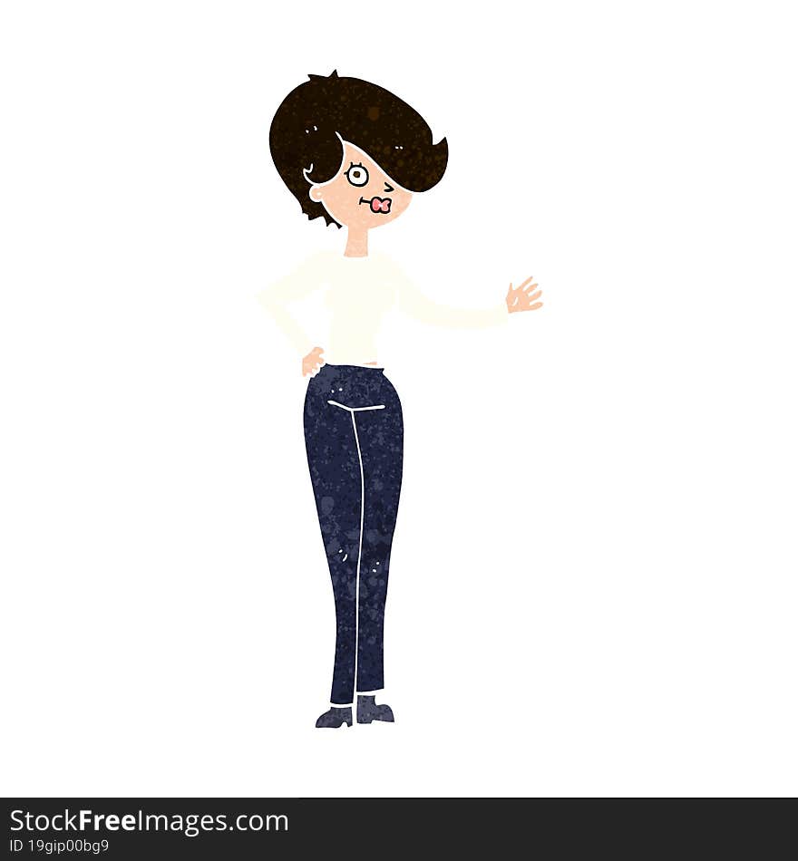 cartoon woman waving