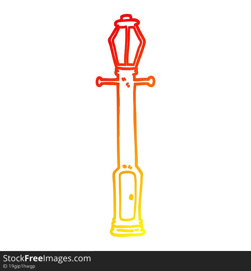 warm gradient line drawing cartoon lamp post