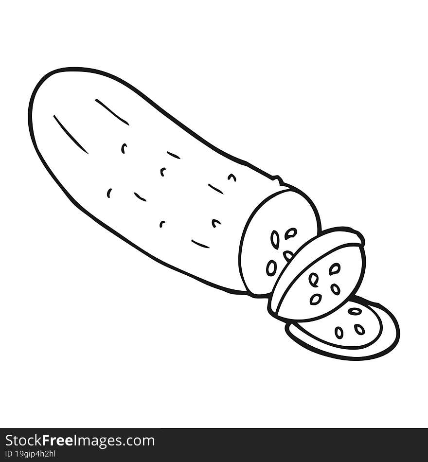 black and white cartoon sliced cucumber