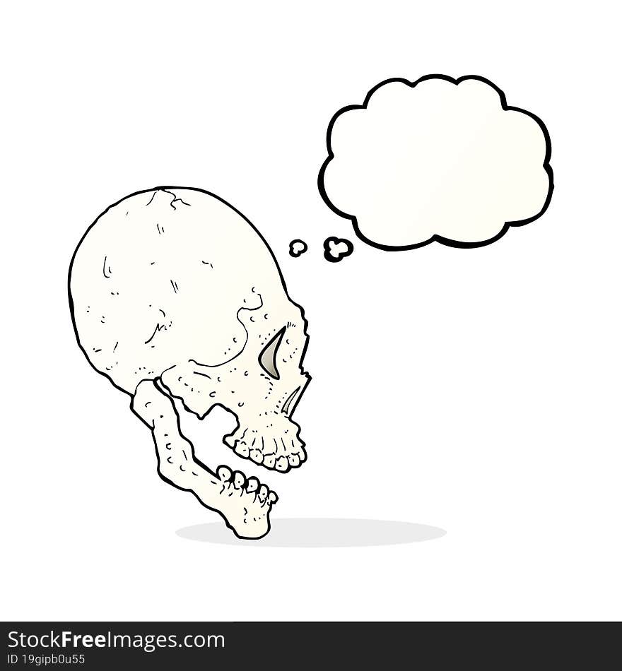 skull illustration with thought bubble