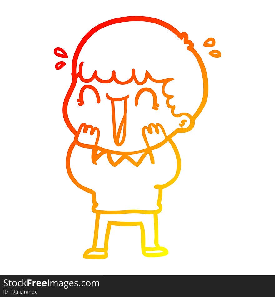 warm gradient line drawing of a laughing cartoon man