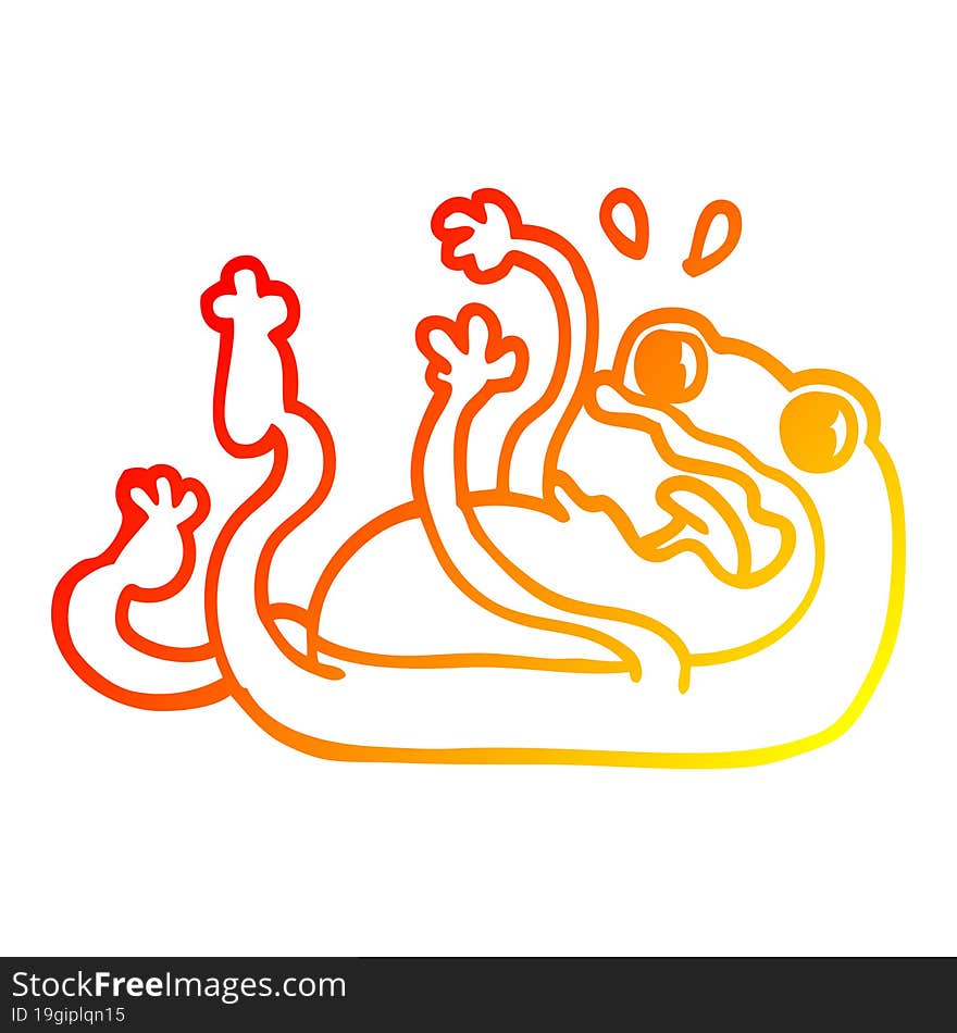 warm gradient line drawing cartoon frog