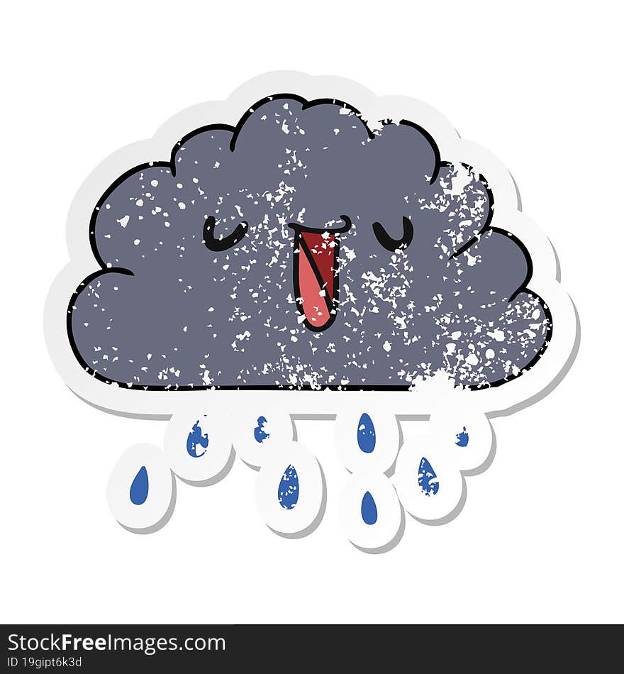 distressed sticker cartoon kawaii weather rain cloud