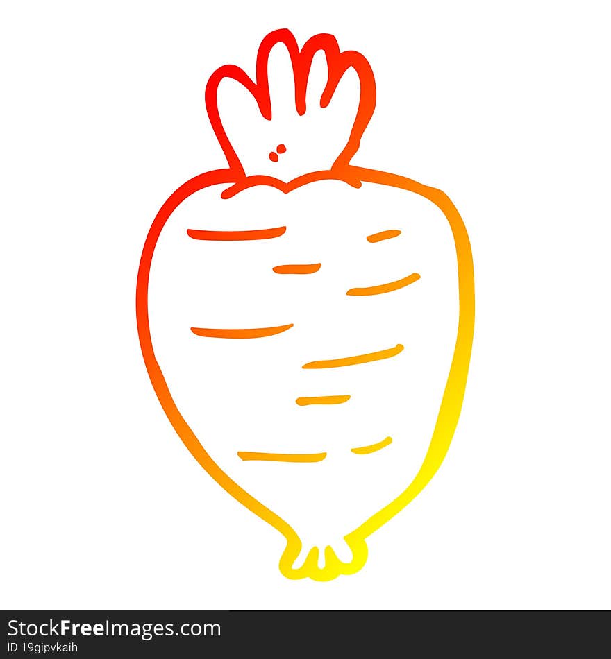 warm gradient line drawing cartoon root vegetable