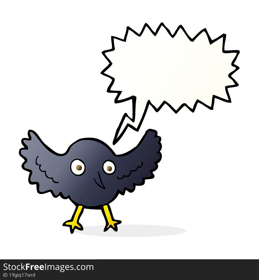 cartoon crow with speech bubble